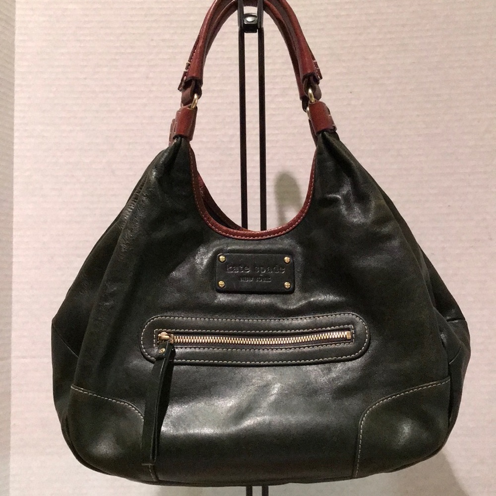 Kate Spade (14248) Olive Green/ Tan Leather Hobo